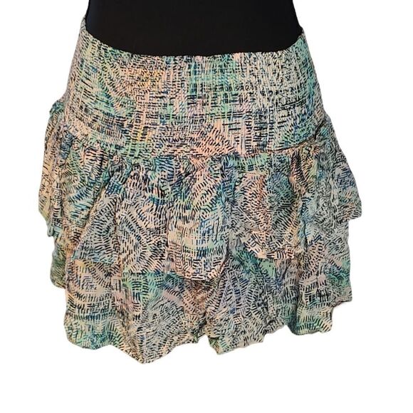 Aeropostale Pastel Smocked Ruffle Mini Skirt Small - Picture 1 of 5